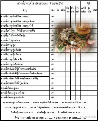 ร้านบ้านป๋ากู เมนูก๋วยเตี๋ยวหมูต้มยำไข่ยางมะตูม